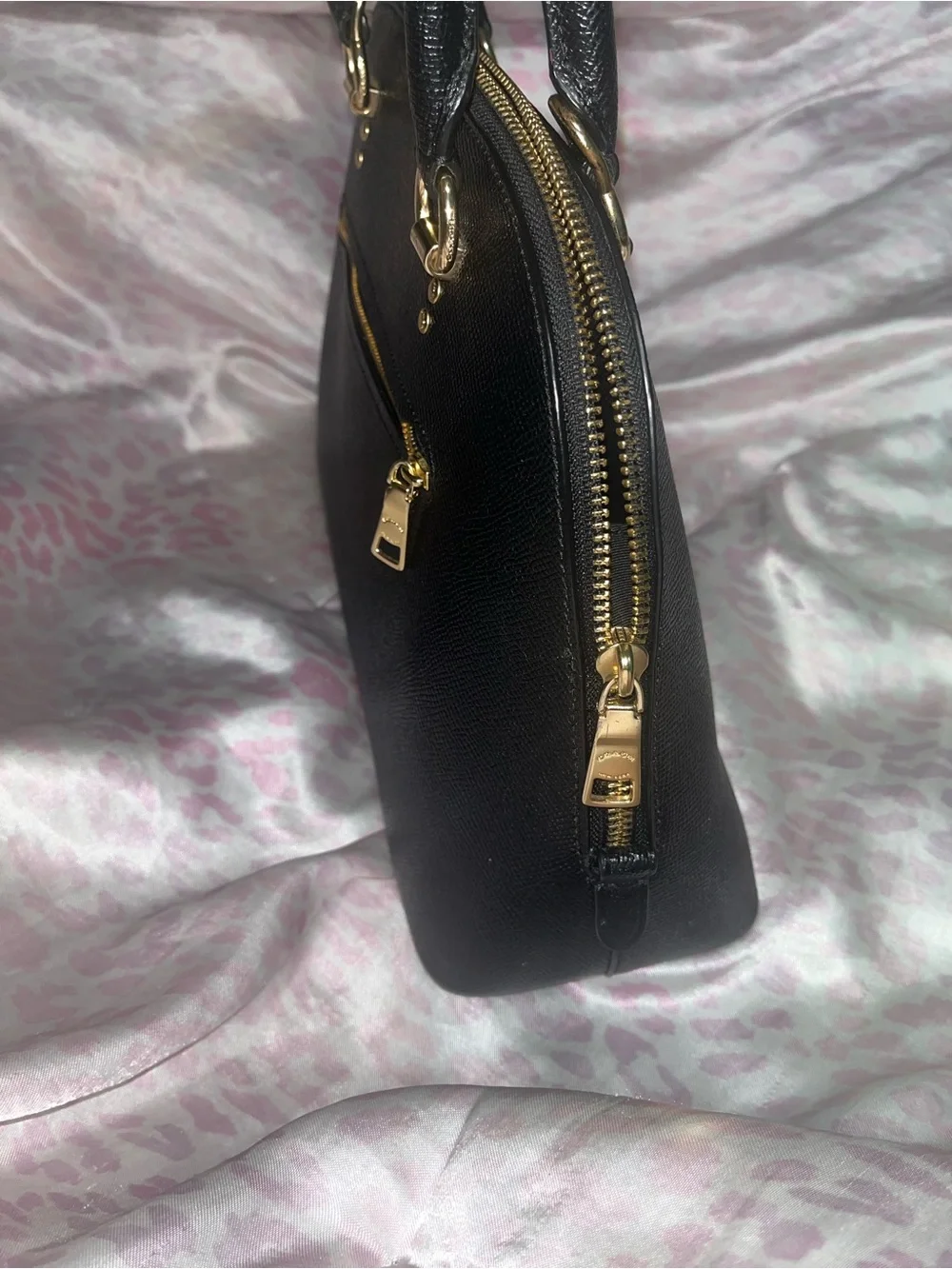 Coach Black Dome Satchel with Gold Hardware